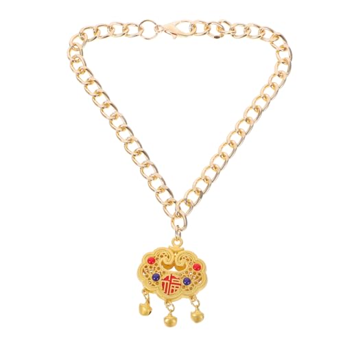 Abaodam Pet Metall Lock -anhänger Jingle Bell-Halskette Halskette Im Vintage-Stil Schlosskette Für Frauen Hündchen-taschenanhänger Halskette Mit Glockenanhänger Schlosskettenkette Golden von Abaodam