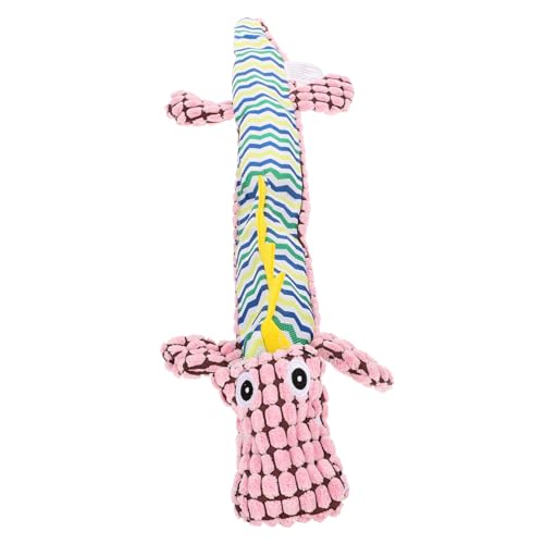 Abaodam Plüsch Kauspielzeug mit Quietscher für Hunde Realistische Alligatorform Zahnfleischmassage Stressabbauend Zahnreinigend Trainingsspielzeug für Welpen und Kleine Hunde Rosa von Abaodam