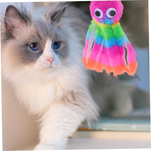 Abaodam Plüsch Octopus Haustierspielzeug Interaktives Kauspielzeug für Katzen und Kleine Haustiere Farbenfrohes Sicheres Kuscheltier für Spielerisches Beißen und Greifen von Abaodam