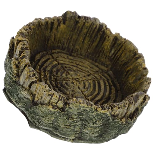 Abaodam Reptilienfutterschale Aus Harz Mit Dekorativem Holzdesign Und Langlebig Für Eidechsen Schlangen Und Schildkröten Praktische Futter Und Wasserschale von Abaodam