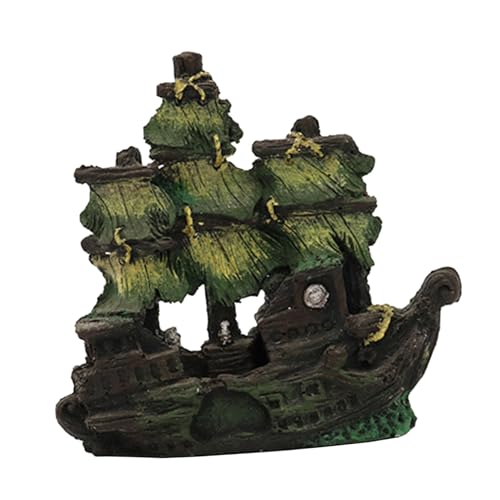 Abaodam Resin Aquarium Dekor Piratenschiff Schiffswrack Versteck Betta Höhle Garnelenversteck Fischtank Ornamente Segelboot Wasserlandschaft von Abaodam