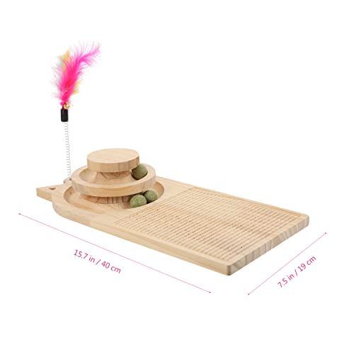 Abaodam Solides Holz Katzendrehspielzeug mit Kugel Lagiges Katzenspielzeug für Katzen und Kätzchen Stabiler Holzsockel Fördert Bewegung und Interaktives Katzenspielzeug Zufällige Farbe von Abaodam