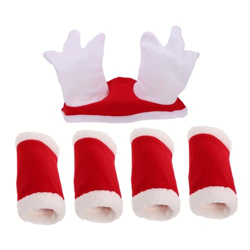 Abaodam Teiliges Weihnachts-pferdekostüm mit Santa Mütze und Beinwärmern Festliche Pferdeverkleidung für Feiertagsparaden und Themen Party-Dekoration Komfortabel und Einfach Anzulegen von Abaodam