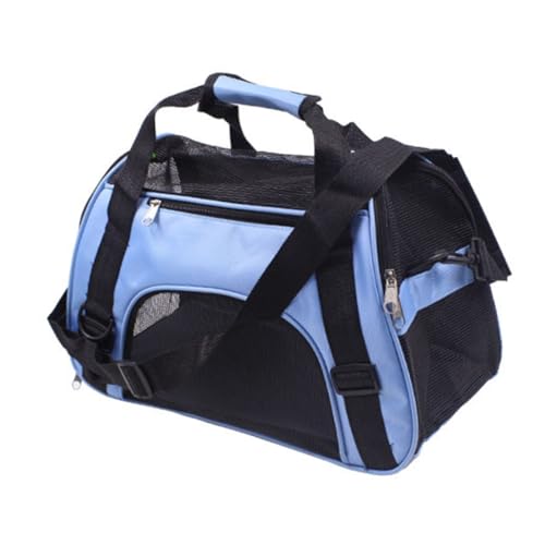 Abaodam Tragbarer Haustier-Tragerucksack für Hunde und Katzen, strapazierfähiges Netzgewebe, Reisehandtasche mit Reißverschlüssen, für Camping, Outdoor-Abenteuer, Blau von Abaodam