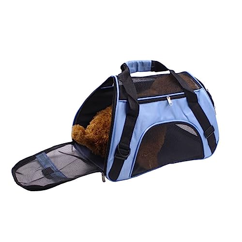 Abaodam Tragbarer Haustierträger Rucksack für Hunde und Katzen Faltbare Transporttasche mit Sicherheitsreißverschlüssen S Blau für Outdoor Reisen und Ausflüge von Abaodam