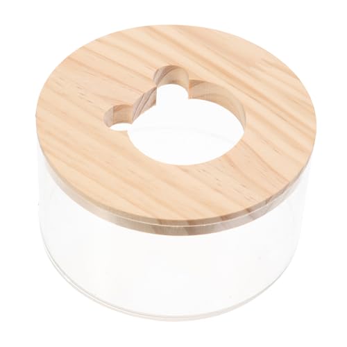Abaodam Transparente Hamster Sandbadewanne aus mit Holzabdeckung Kleine Sandbox für Kleintiere Multifunktional als Sandbad und Toilette Leicht zu Reinigen Geeignet für Hamster und von Abaodam