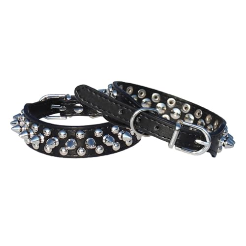 Abaodam Verstellbares Hundehalsband mit Doppelter Nietenreihe PU Material S Schwarz für Welpen und Kleine Hunde mit D Ring und Edelstahlverschluss Abaodam Verstellbares Hundehalsband mit Doppelter Nietenreihe PU Material S Schwarz für Welpen und Kleine Hunde mit D Ring und Edelstahlverschluss von Abaodam