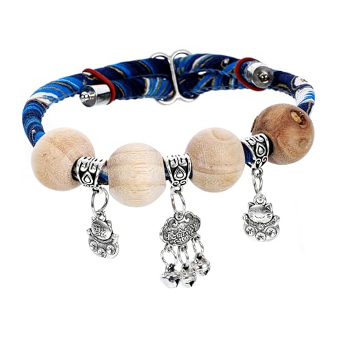 Abaodam Verstellbares Katzenhalsband mit Glocke und Handgefertigter Holzperle Verstellbares Sicherheits für und Kätzchen Natürliches Baumwollseil Stilvolles Accessoire für Jungen und Abaodam Verstellbares Katzenhalsband mit Glocke und Handgefertigter Holzperle Verstellbares Sicherheits für und Kätzchen Natürliches Baumwollseil Stilvolles Accessoire für Jungen und von Abaodam