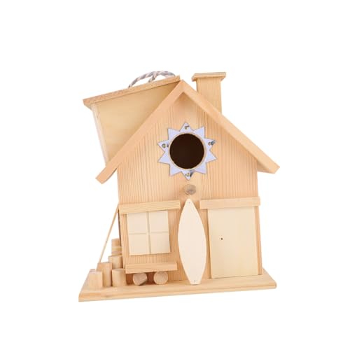 Abaodam Vogelhaus Holz Hängend für Draußen Rustikales Vogelhäuschen mit Metallpatch für Wildvögel im Garten Einfach Aufzuhängen und Fenster Vogelhaus für Vögel von Abaodam
