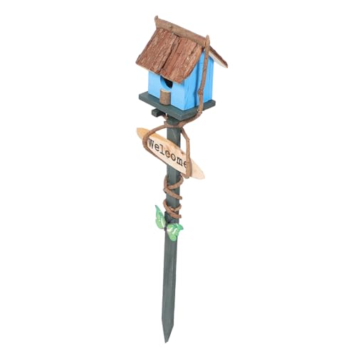 Abaodam Vogelhaus mit Erdspieß Gartenstecker Wetterfestes Gartendeko für Außenbereich Patio und Kindergarten Geeignet Stabiles Farblich Akzentuiertes Nistnest für Garten von Abaodam