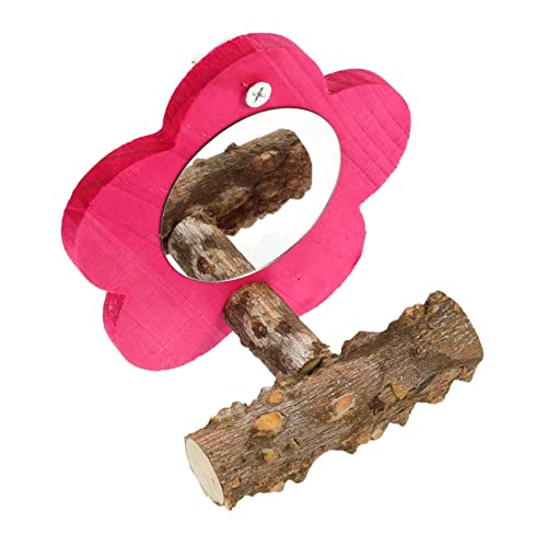 Abaodam Vogelspielzeug mit Spiegel und Sitzstange für Papageien Lustiges Kauspielzeug zur Käfigdekoration Geeignet für Wellensittiche Nymphensittiche und Vögel Rosa Farbdesign von Abaodam