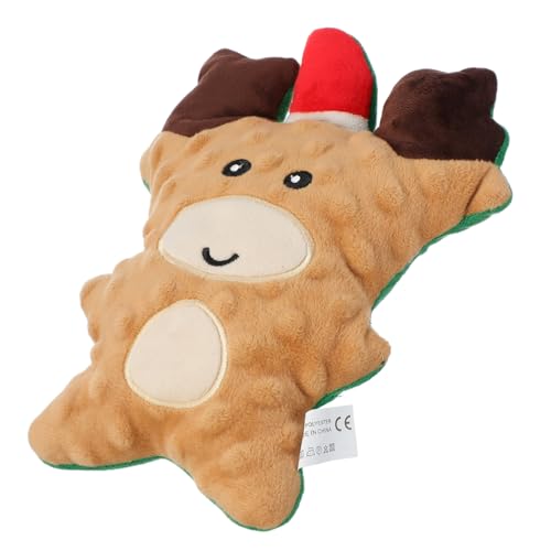 Abaodam Weihnachtlicher Plüsch-hundespielzeug Gingerbread Man mit Robustem Quietschendem Kauspielzeug für Kleine und Mittelgroße Hunde Interaktives Angenehmes Beißspielzeug als Festliche von Abaodam