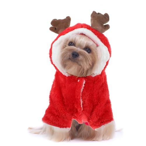 Abaodam Weihnachtshund-Hoodie weihnachtskleidung für welpen Kleiner Hundepullover Weihnachtsmann-Kostüm stilvolle Welpenkleidung Bequeme Hundekleidung Winter Haustierkleidung Hündchen von Abaodam