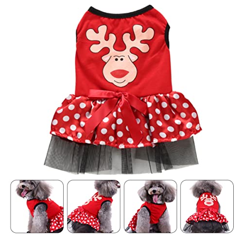 Abaodam Weihnachtskleid Für Hund Haustierrock Mit Elch-Design Bequem Und Langlebig Für Kostümparty Outfits von Abaodam