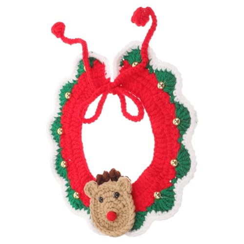 Abaodam Weihnachtsschal Für Haustiere Dekorativer Hundeschal Mit Rentierdesign Warm Für Festliche Anlässe Katzen von Abaodam