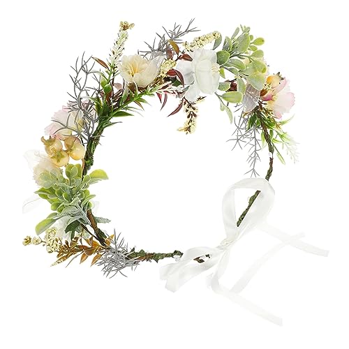 Abaodam Hundehalsband mit Blumenkrone Personalisiertes Haustierhalsband Hochzeitshalsband Foto-Requisite Verstellbare Größe Künstliche Blumen von Abaodam
