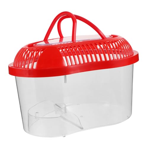 Abaodam kleines Aquarium kleines Reptilienbecken Reptilien -Reiseträger Bartagame Terrarium Plastikhamsterkäfig Plastikfischtank Reptilienpanzer Schildkrötenbecken mit Deckel rot von Abaodam