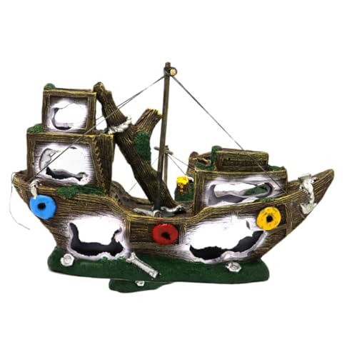 Desktop Aquarium Schiffswrack Dekoration Kreatives Harz Ornament für Fischbecken für Aquarienlandschaftsgestaltung und Dekoration von Aquarien mit Stabiler Basis und Sicher für von Abaodam