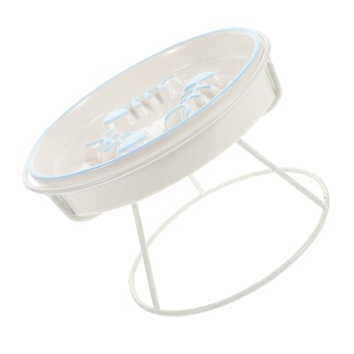 Erhöhter Keramik-Katzennapf mit Ständer, langsamer Futternapf für Katzen und kleine Hunde, ergonomisches Design für komfortables Essen, stilvolle Futter- und Wasserschale mit hohem Boden für mehrere von Abaodam