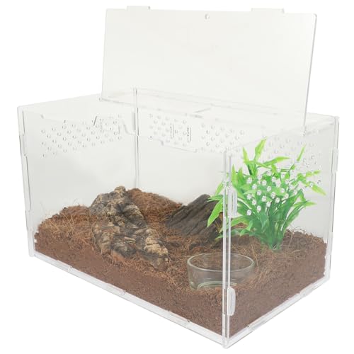 Reptilienzuchtkasten aus Acryl, transparenter Terrarienkäfig für kleine Reptilien für Eidechsen, Spinnen, Frösche und kleine Schildkröten, leicht zu reinigen und zu beobachten von Abaodam