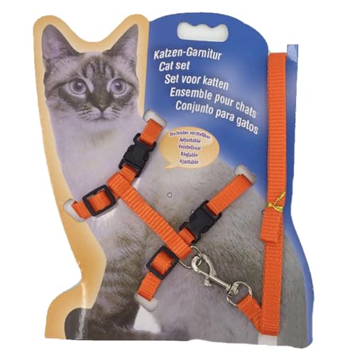 Nylon Katzengeschirr Leine Set Haustier Verstellbarer Traktionsgeschirr Gürtel Katze Brustgurt Halfter Heimtierbedarf von Abbdbd