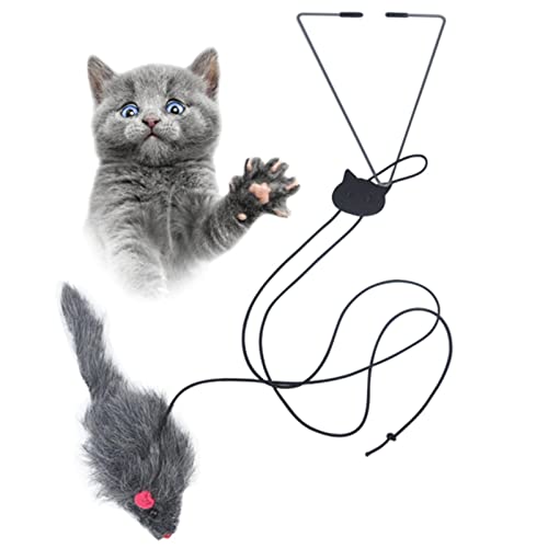 Abbto 2 Pcs Interaktives Katzenspielzeug,Einziehbares, verstellbares Katzenspielzeug zum Aufhängen mit Plüschmaus | Lustiges Katzenspielzeug Seil Maus Spielzubehör für Katzen und Kätzchen von Abbto