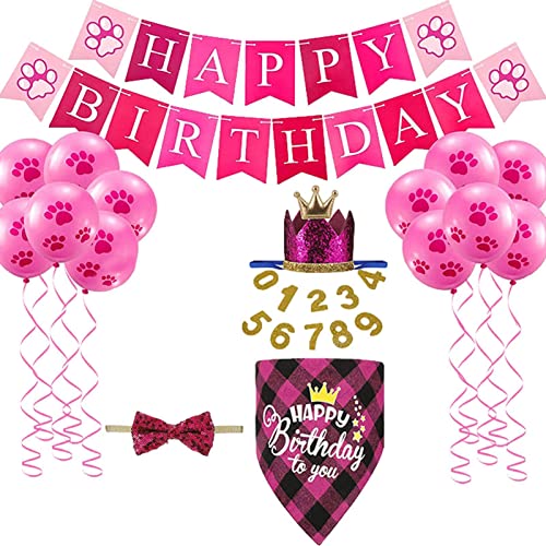 Abbto Hund-Geburtstags-Party-Kit | Hund Bandana Dreieck Schal Kleidung | Glänzendes Hundehalsband mit Fliege und Aufdruck für kleine, mittelgroße und große Hunde von Abbto