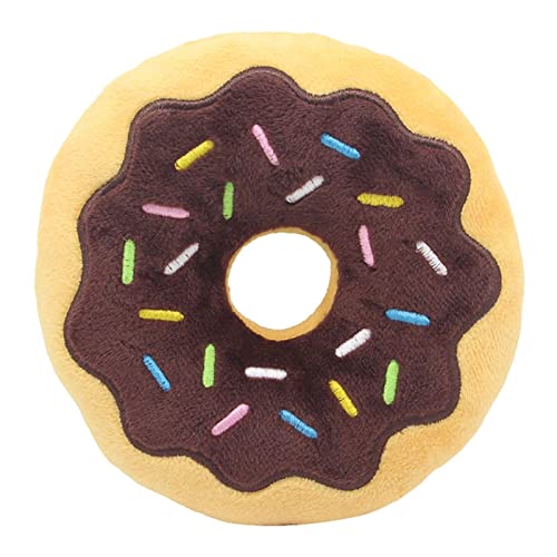 Abbto Plüsch Squeaky Donut für Haustier - Quietschendes Kau-Donut-Spielzeug für Hunde,Plüsch-Baumwoll-Donut-Sound-Spielzeug, Welpen-Kauspielzeug-Haustierbedarf von Abbto