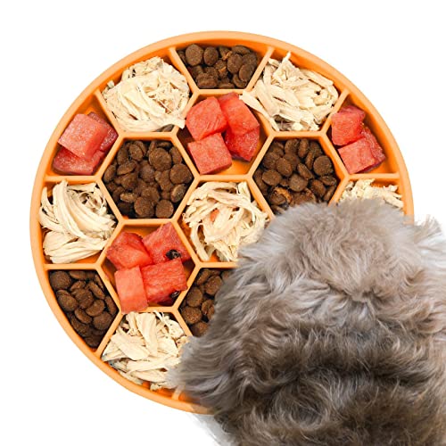 Abbto Slow Feeding Hundenapf, Verhindert Schlucken und Erbrechen mit sechseckiger Wabe, Verhindern des Erstickens Gesunder Design-Hundenapf für große Rassen/mittelgroße Hunde/kleine Rassen von Abbto