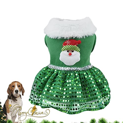 Abbto Weihnachtskleid Hunde,Bling Bling Weihnachten Hundekleid Feiertagsthema Weihnachtsmann | Winterkleidung Hundekleider Outfits für Mädchen Kleine Hundekleidung Katzenmantel Hundejacken von Abbto