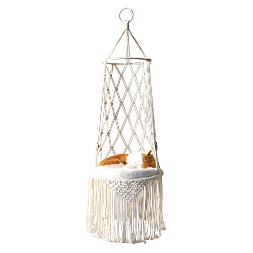 Macrame Katzenkorb, Handgewebte Makramee Katze Hängematte, gewebte Decke hängende Katze Hängematte, Haustier Geschenke, Hängematte, Schaukel Bett Katze Makramee Hängematte mit Quaste Abbto Macrame Katzenkorb, Handgewebte Makramee Katze Hängematte, gewebte Decke hängende Katze Hängematte, Haustier Geschenke, Hängematte, Schaukel Bett Katze Makramee Hängematte mit Quaste Abbto von Abbto