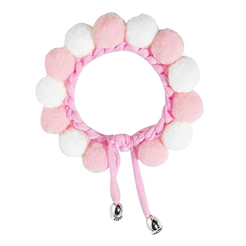 Nettes Katzenhalsband mit Glocke,Sicherheitshalsband für Katzen mit Schnellverschluss und abnehmbarer Glocke | Nettes Identifikationsbasis Halsband Set für Katze Welpen Kätzchen, Gelb Weiß Rosa Msxu von Abbto