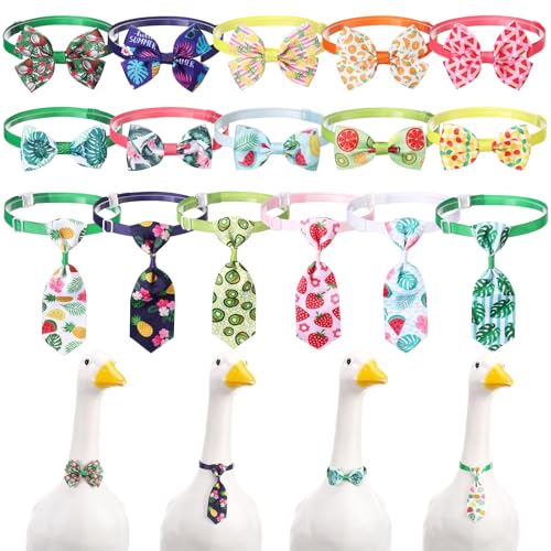 Abbylike 16 Stück Sommer Veranda Gans Outfits verstellbar Hawaii Obst Blumenmuster Fliege Kragen Kostüm Fliege Zubehör von Abbylike