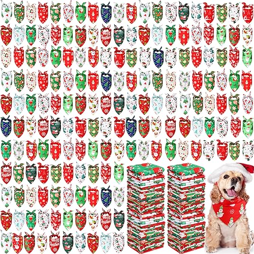 Abbylike 300 Stück Weihnachten Hund Bandanas für Hunde Xmas Hund Bandanas Bulk Hund Halstuch Set Lätzchen Hund Dreieckstuch mit Weihnachtsmustern für Weihnachten Haustier Kostüm Zubehör Dekoration, XL von Abbylike