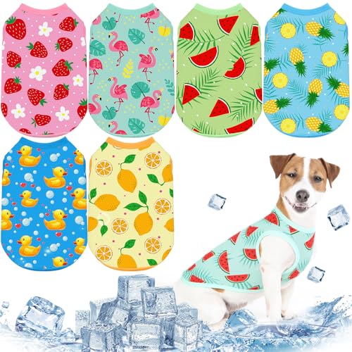 Abbylike 6er-Pack Hunde-Shirts, Sommer, dehnbar, sofortige Kühlung, schnell trocknend, leicht, ärmellos, atmungsaktiv, für Katzen, Welpen, Tanktop für Haustier, Jagd, Training, Wandern, Camping, Größe von Abbylike