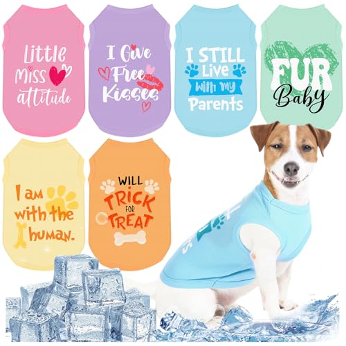 Abbylike 6er-Pack Hunde-Shirts, Sommer, dehnbar, sofortige Kühlung, schnell trocknend, leicht, ärmellos, atmungsaktiv, für Katzen, Welpen, Tanktop für Haustier, Jagd, Training, Wandern, Camping (M) von Abbylike