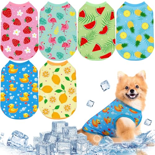 Abbylike 6er-Pack Hunde-Shirts, Sommer, dehnbar, sofortige Kühlung, schnell trocknend, leicht, ärmellos, atmungsaktiv, für Katzen, Welpen, Tanktop für Haustierjagd, Training, Wandern, Camping, Größe S von Abbylike