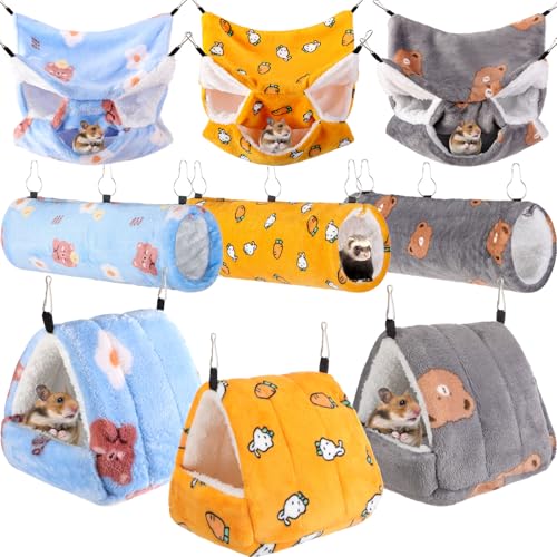 Abbylike 9 Stück Ratten-Hängematte, Meerschweinchen, Frettchen, Hängematten, kleines Haustier, Tunnel, Gleiter, Spielzeug, Meerschweinchen, Frettchen, Versteck, Bett, Käfigzubehör für Hamster (gelb, Abbylike 9 Stück Ratten-Hängematte, Meerschweinchen, Frettchen, Hängematten, kleines Haustier, Tunnel, Gleiter, Spielzeug, Meerschweinchen, Frettchen, Versteck, Bett, Käfigzubehör für Hamster (gelb, von Abbylike