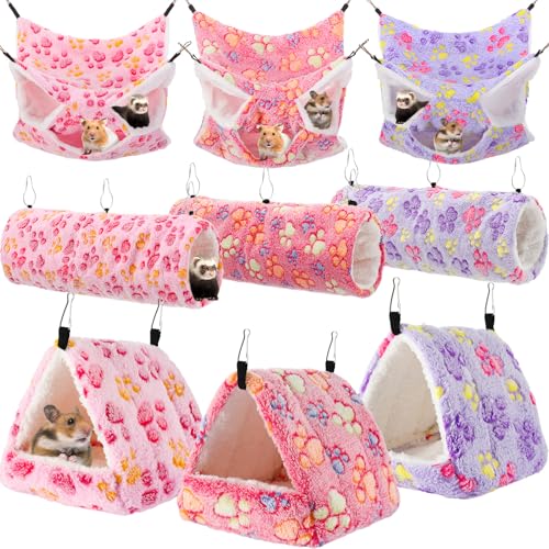 Abbylike 9 Stück Ratten-Hängematte, Meerschweinchen, Frettchen, Hängematten, kleines Haustier, Tunnel, Gleiter, Spielzeug, Meerschweinchen, Frettchen, Versteck, Bett, Käfigzubehör für Hamster (lila, Abbylike 9 Stück Ratten-Hängematte, Meerschweinchen, Frettchen, Hängematten, kleines Haustier, Tunnel, Gleiter, Spielzeug, Meerschweinchen, Frettchen, Versteck, Bett, Käfigzubehör für Hamster (lila, von Abbylike