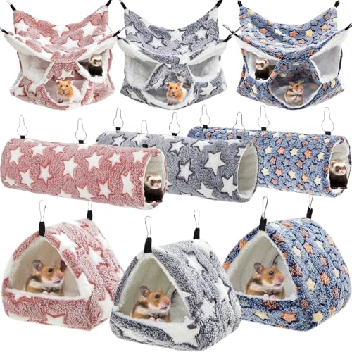 Abbylike 9 Stück Ratten-Hängematte, Meerschweinchen, Frettchen, Hängematten, kleines Haustier, Tunnel, Gleiter, Spielzeug, Meerschweinchen, Frettchen, Versteck, Bett, Käfigzubehör für Hamster Abbylike 9 Stück Ratten-Hängematte, Meerschweinchen, Frettchen, Hängematten, kleines Haustier, Tunnel, Gleiter, Spielzeug, Meerschweinchen, Frettchen, Versteck, Bett, Käfigzubehör für Hamster von Abbylike