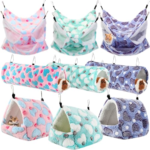 Abbylike 9-teiliges warmes Ratten-Hängematten-Set für kleine Tiere, zum Aufhängen, Tunnel, Zuckergleiter, Spielzeug, Meerschweinchen, Frettchen, Versteck Bett, Hamsterkäfig, Zubehör für Frettchen, Abbylike 9-teiliges warmes Ratten-Hängematten-Set für kleine Tiere, zum Aufhängen, Tunnel, Zuckergleiter, Spielzeug, Meerschweinchen, Frettchen, Versteck Bett, Hamsterkäfig, Zubehör für Frettchen, von Abbylike