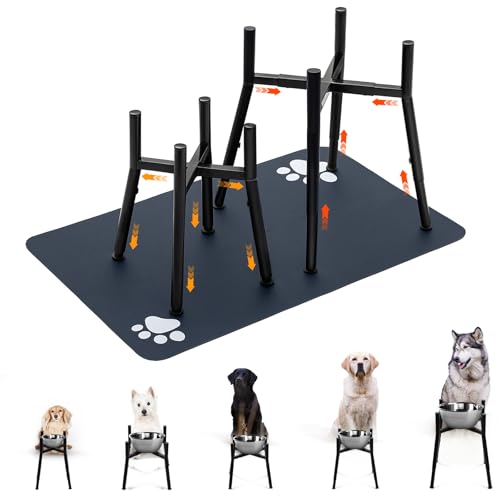 Abbylike Erhöhter Futternapfständer für mittelgroße und extra große Hunde mit 80 x 50,8 cm Futtermatte, verstellbar, passend für 20,3–30,5 cm große Näpfe, Höhe 30,5–40,6 cm hoch, stabiles Design (Napf Abbylike Erhöhter Futternapfständer für mittelgroße und extra große Hunde mit 80 x 50,8 cm Futtermatte, verstellbar, passend für 20,3–30,5 cm große Näpfe, Höhe 30,5–40,6 cm hoch, stabiles Design (Napf von Abbylike