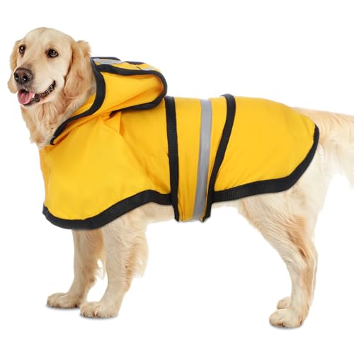 Abbylike Gelber Hunde-Regenmantel für Welpen, kleine und mittelgroße Hunde, Hunde-Regenmäntel, mit Kapuze, Zupfponcho, reflektierend, wasserdicht, Hundejacke mit Loch für die Leine, für Corgi Abbylike Gelber Hunde-Regenmantel für Welpen, kleine und mittelgroße Hunde, Hunde-Regenmäntel, mit Kapuze, Zupfponcho, reflektierend, wasserdicht, Hundejacke mit Loch für die Leine, für Corgi von Abbylike