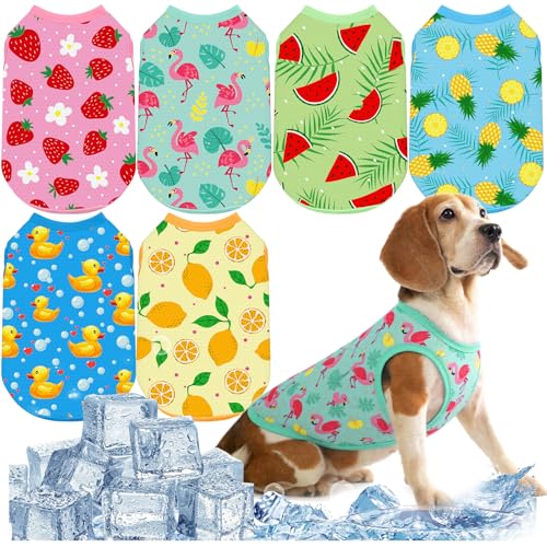 Abbylike Hunde-Shirts, Sommer, dehnbar, sofortige Kühlung, schnell trocknend, leicht, ärmellos, atmungsaktiv, für Katzen, Welpen, Tanktop für Haustiere, Jagd, Training, Wandern, Camping, 6 Stück (XL) von Abbylike