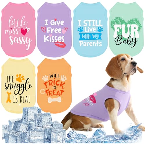 Abbylike Hunde-Shirts, Sommer, dehnbar, sofortige Kühlung, schnell trocknend, leicht, ärmellos, atmungsaktiv, für Katzen, Welpen, Tanktop für Haustiere, Jagd, Training, Wandern, Camping, 6 Stück (XL) von Abbylike