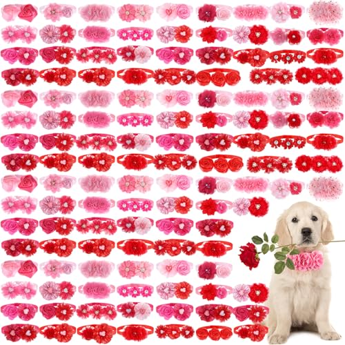 Abbylike Hundehalsbänder mit rosa Rosen, mit Strasssteinen, verstellbar, mit Perlen, für Welpen, Hunde, Fliegen, Zubehör für Valentinstag, kleine und mittelgroße Hunde, 150 Stück Abbylike Hundehalsbänder mit rosa Rosen, mit Strasssteinen, verstellbar, mit Perlen, für Welpen, Hunde, Fliegen, Zubehör für Valentinstag, kleine und mittelgroße Hunde, 150 Stück von Abbylike