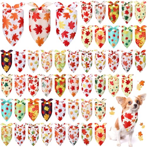 Abbylike Hundehalstuch, Dreieckstuch für Hunde, Ahornblätter, Dreieckstuch für kleine, mittelgroße und große Haustiere, Herbst-Kostüm-Zubehör, 25 Stile (80 x 55 x 55 cm) von Abbylike