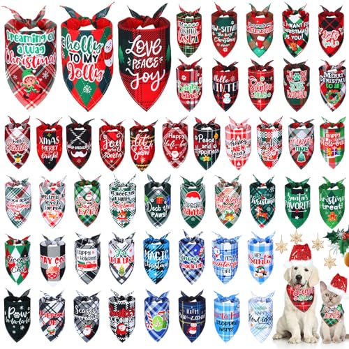 Abbylike Hundehalstücher mit weihnachtlichem Karomuster, für den Urlaub, verstellbar, waschbar, Halstuch, Haustierkostüm, Zubehör, Pflegezubehör für kleine bis große Katzen, 50 Stück Abbylike Hundehalstücher mit weihnachtlichem Karomuster, für den Urlaub, verstellbar, waschbar, Halstuch, Haustierkostüm, Zubehör, Pflegezubehör für kleine bis große Katzen, 50 Stück von Abbylike