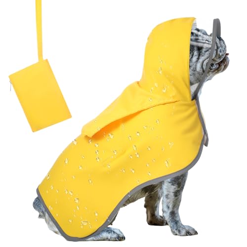 Abbylike Verstellbarer, wasserdichter Hunde-Regenmantel, Zupfponcho für kleine und mittelgroße Hunde, Welpen, mit transparenter Kapuze, doppellagig, mit reflektierenden Kanten und faltbarer Abbylike Verstellbarer, wasserdichter Hunde-Regenmantel, Zupfponcho für kleine und mittelgroße Hunde, Welpen, mit transparenter Kapuze, doppellagig, mit reflektierenden Kanten und faltbarer von Abbylike