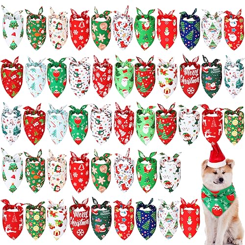 Abbylike Weihnachtshundehalstücher für Hunde, Dreieck, für Weihnachten, Haustierkostüm, Zubehör, Dekoration, 50 Stück (31,5 x 21,7 x 21,7 x 21,7 cm) von Abbylike